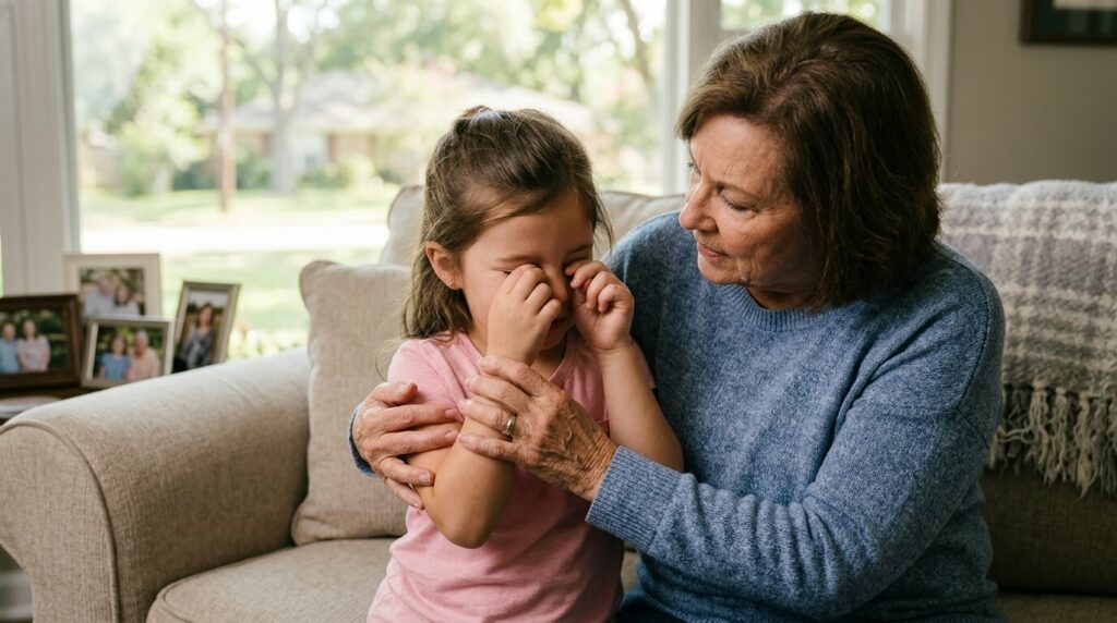 A person rubbing their eye with their fingers.